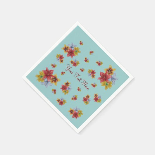 afbeelding van bloemen kleurrijke lelies  bloemig servetten (Hoek)