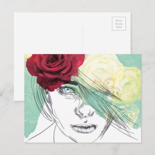  afbeelding van bloemmeisje briefkaart (Voorkant / Achterkant)