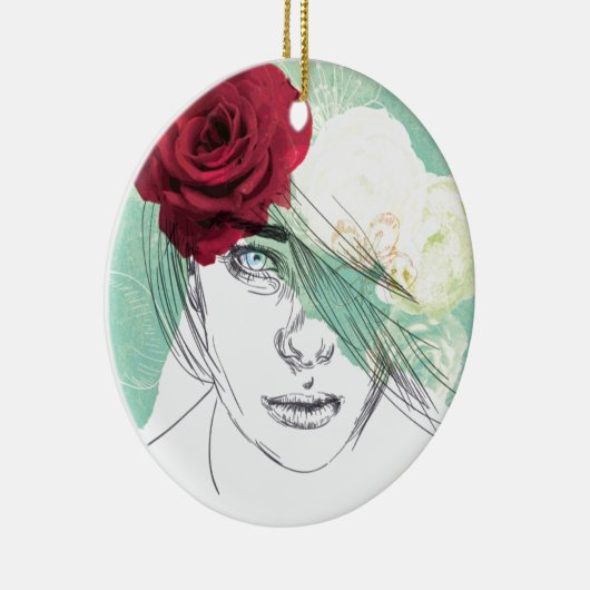 afbeelding van bloemmeisje keramisch ornament (Rechts)