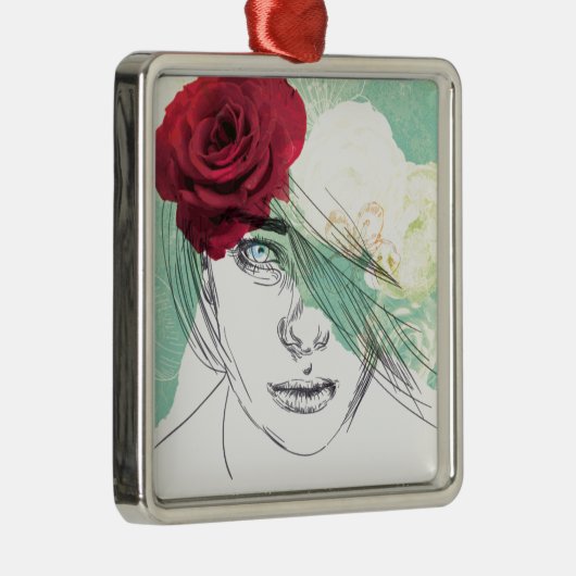 afbeelding van bloemmeisje metalen ornament (Rechts)