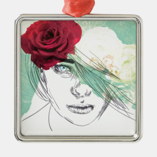  afbeelding van bloemmeisje metalen ornament