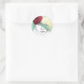  afbeelding van bloemmeisje ronde sticker (Tas)