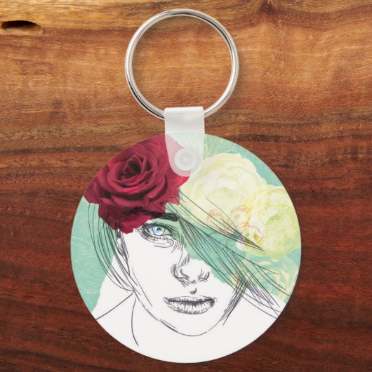  afbeelding van bloemmeisje sleutelhanger (Voorkant)