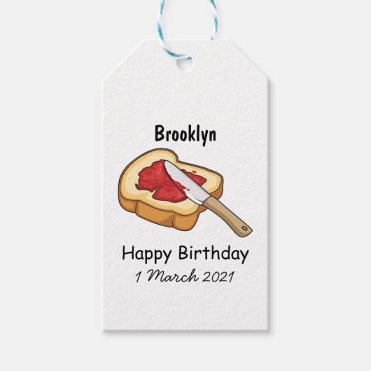 Afbeelding van Brood- en jam-cartoon Cadeaulabel (Voorkant)