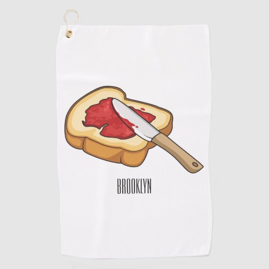 Afbeelding van Brood- en jam-cartoon Golfhanddoek (Voorkant)