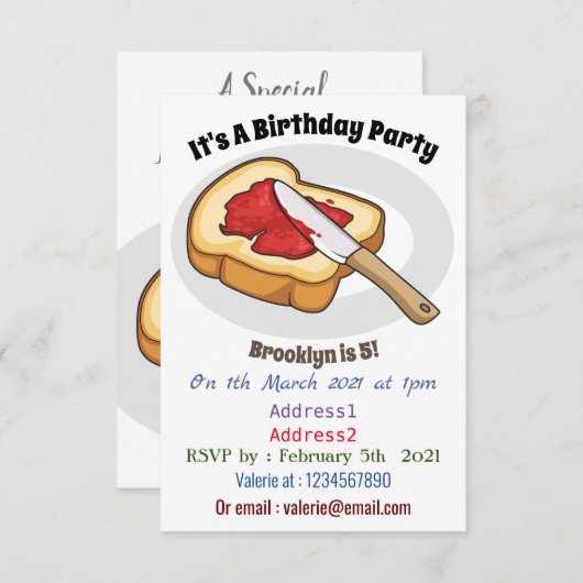 Afbeelding van Brood- en jam-cartoon Kaart (Voorkant / Achterkant)