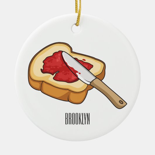 Afbeelding van Brood- en jam-cartoon Keramisch Ornament (Voorkant)