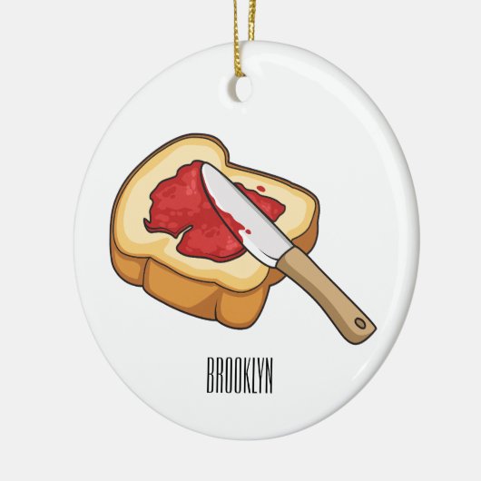 Afbeelding van Brood- en jam-cartoon Keramisch Ornament (Links)