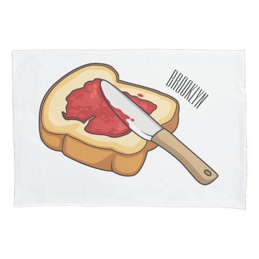 Afbeelding van Brood- en jam-cartoon Kussensloop (Voorkant)