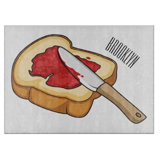 Afbeelding van Brood- en jam-cartoon Snijplank (Voorkant)
