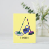 Afbeelding van cartoon in kamer en muis briefkaart (Staand voorkant)