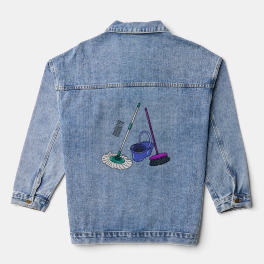 Afbeelding van cartoon in kamer en muis denim jacket (Achterkant)