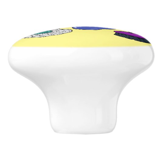 Afbeelding van cartoon in kamer en muis keramische knop (Zijkant)