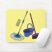 Afbeelding van cartoon in kamer en muis muismat (Met muis)