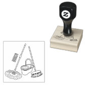 Afbeelding van cartoon in kamer en muis rubberstempel (Gestempeld)