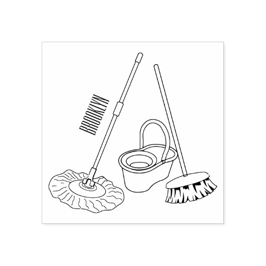 Afbeelding van cartoon in kamer en muis rubberstempel (Afrduk)