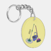 Afbeelding van cartoon in kamer en muis sleutelhanger (Voorkant Links)