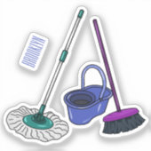 Afbeelding van cartoon in kamer en muis sticker (Voorkant)