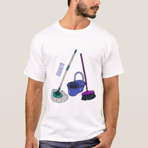 Afbeelding van cartoon in kamer en muis t-shirt