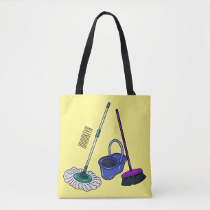 Afbeelding van cartoon in kamer en muis tote bag