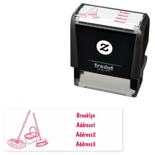 Afbeelding van cartoon in kamer en muis  zelfinktende stempel (In situ)