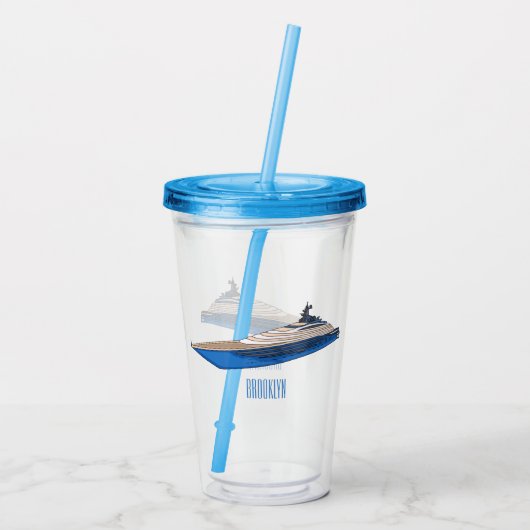 Afbeelding van cartoon op jacht acryl drinkbeker (Achterkant)