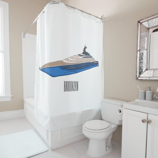 Afbeelding van cartoon op jacht douchegordijn (In situ)