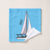 Afbeelding van cartoon per boot bad handdoek (Wasdoekje)