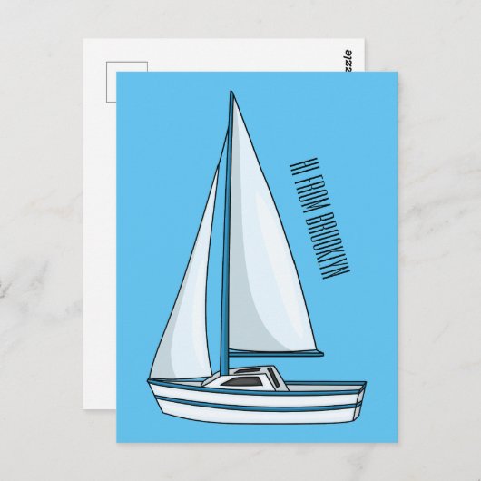 Afbeelding van cartoon per boot briefkaart (Voorkant / Achterkant)