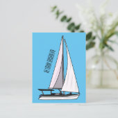Afbeelding van cartoon per boot briefkaart (Staand voorkant)