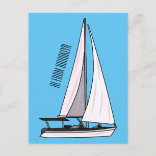 Afbeelding van cartoon per boot briefkaart