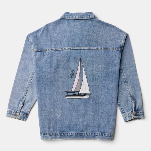 Afbeelding van cartoon per boot denim jacket (Achterkant)