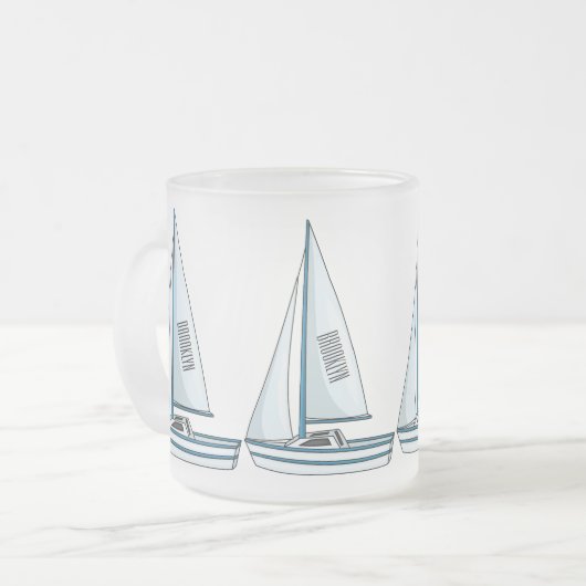 Afbeelding van cartoon per boot matglas koffiemok (Voorkant links)
