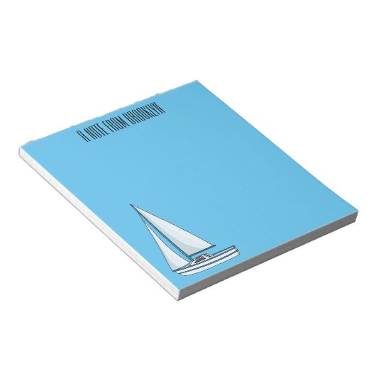 Afbeelding van cartoon per boot notitieblok (Schuin)