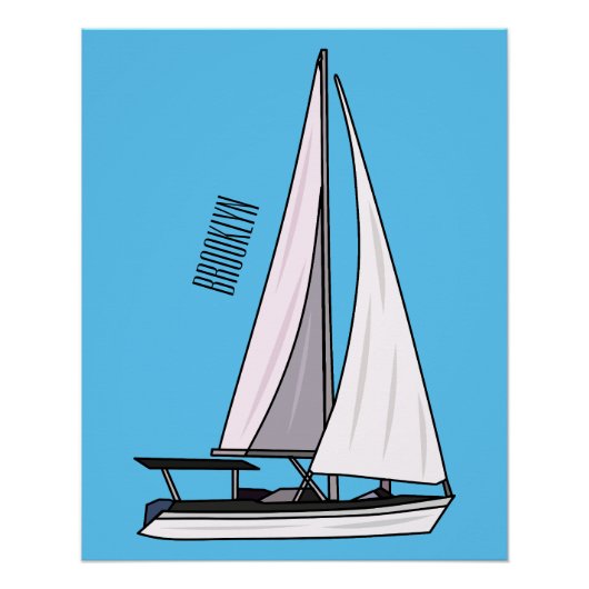 Afbeelding van cartoon per boot perfect poster (Voorkant)