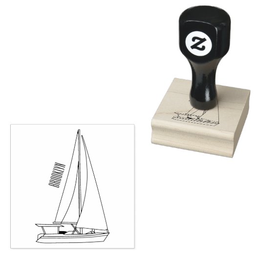 Afbeelding van cartoon per boot rubberstempel (Gestempeld)