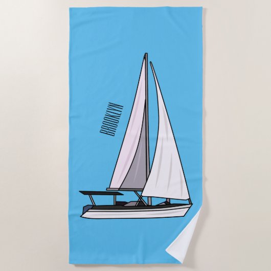 Afbeelding van cartoon per boot strandlaken (Voorkant)