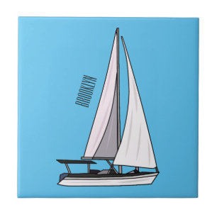 Afbeelding van cartoon per boot tegeltje