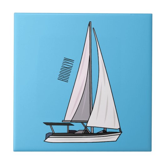 Afbeelding van cartoon per boot tegeltje (Voorkant)