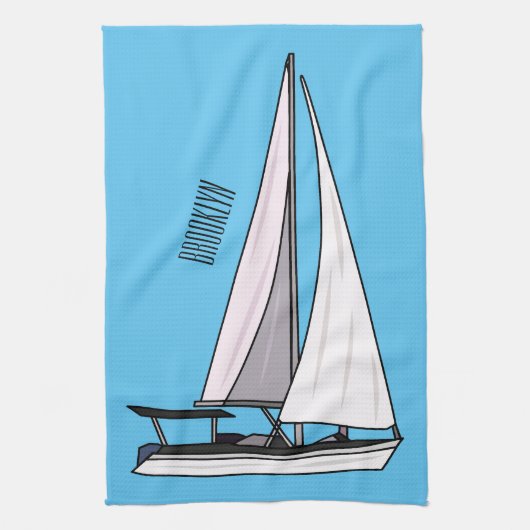 Afbeelding van cartoon per boot theedoek (Verticaal)