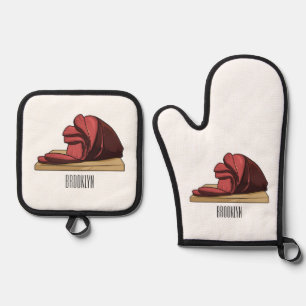 Afbeelding van cartoon-uurwerk ovenwant & pannenlap set