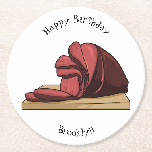 Afbeelding van cartoon-uurwerk ronde kartonnen onderzetter (Voorkant)