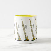 Afbeelding van cartoon van afgravator tekenen tweekleurige koffiemok (Center)