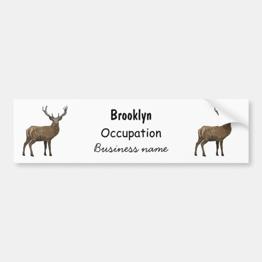 Afbeelding van cartoon van de Deer Bumpersticker (Voorkant)