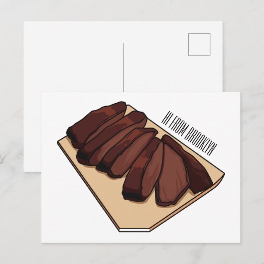 Afbeelding van cartoon van rundvlees briefkaart (Voorkant / Achterkant)