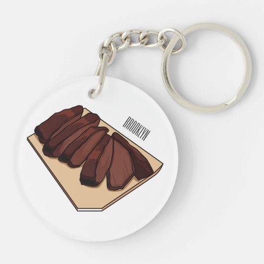 Afbeelding van cartoon van rundvlees sleutelhanger (Achterkant)