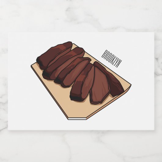 Afbeelding van cartoon van rundvlees voedselcontainer etiket (Enkel label)