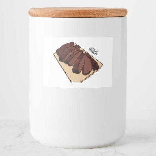 Afbeelding van cartoon van rundvlees voedselcontainer etiket (Voorkant)