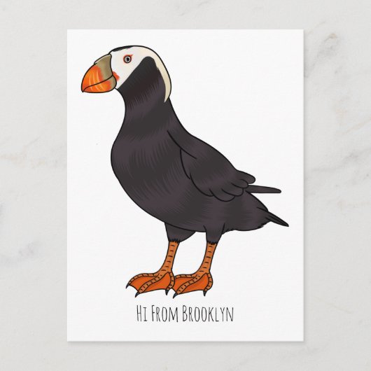 Afbeelding van cartoon van tufvogel briefkaart (Voorkant)