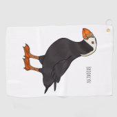 Afbeelding van cartoon van tufvogel golfhanddoek (Horizontaal)